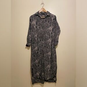 KHUSH ANIMAL PRINT RAYON BUTTON DOWN MIDI DRESS . Size Xs